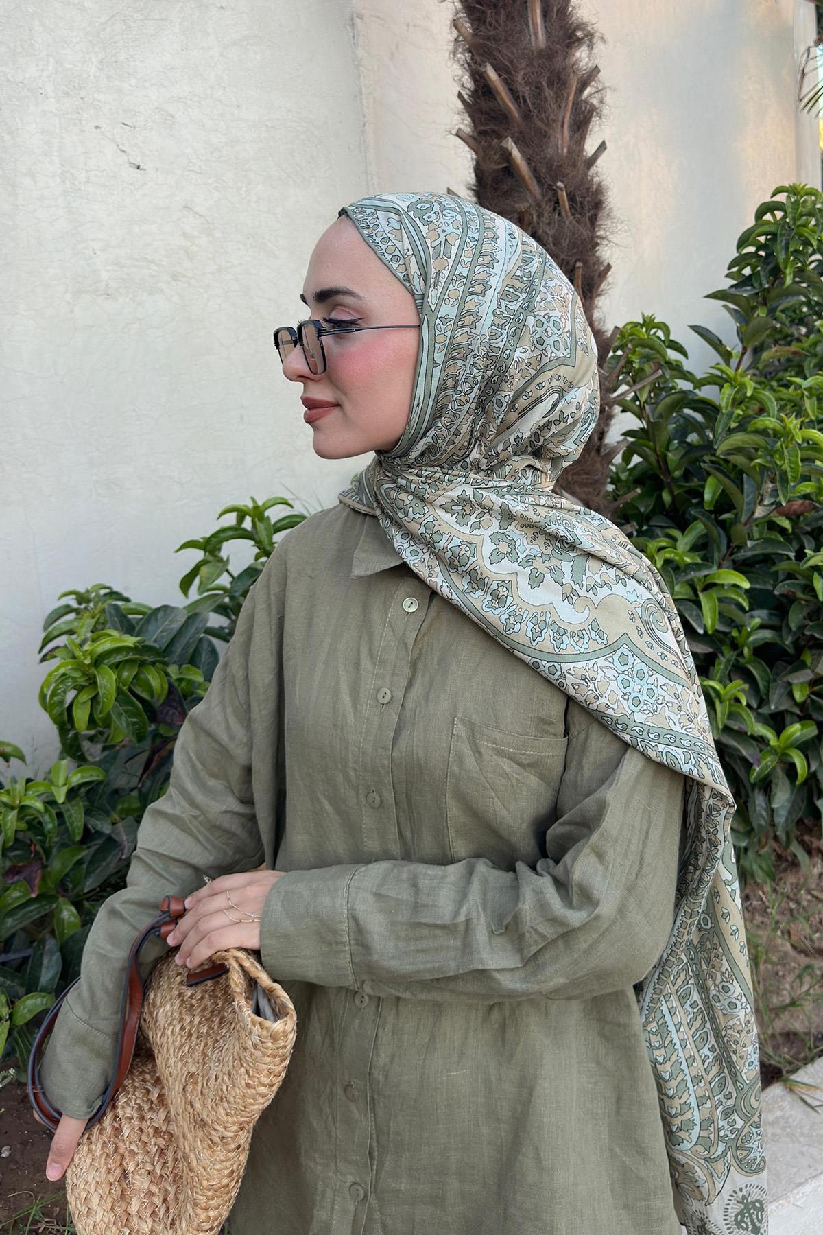 Ennur Turk's Choice: Bliss Comfy Silk Scarf Olive Green