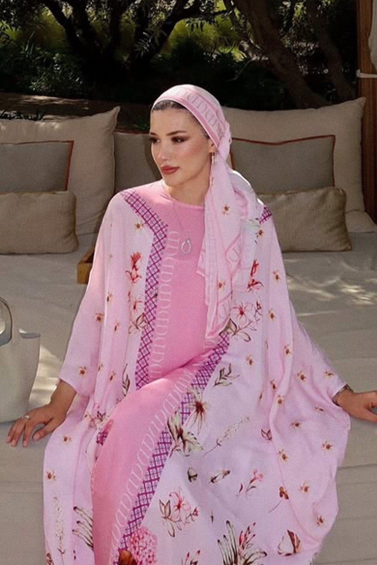 Eslem's Choice: Glow Monogram Viscose Scarf Candy Pink