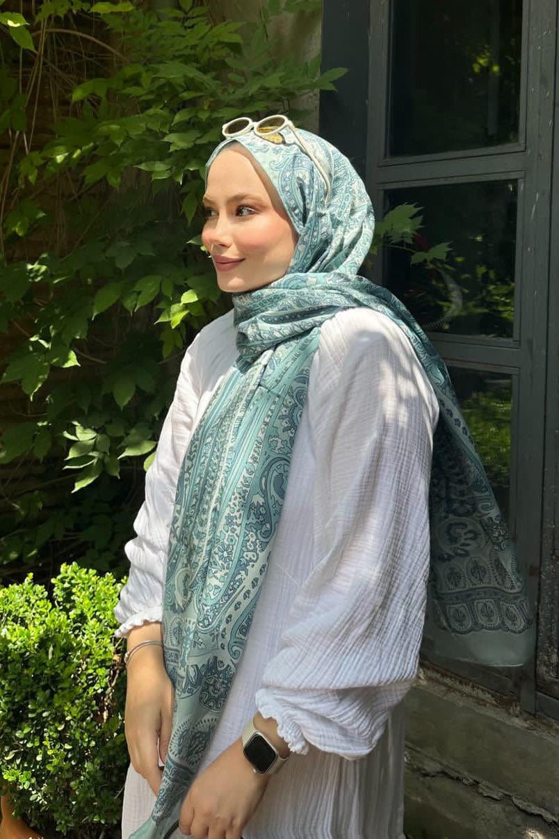 Esra's Choice Hues Comfy Silk Scarf Blue