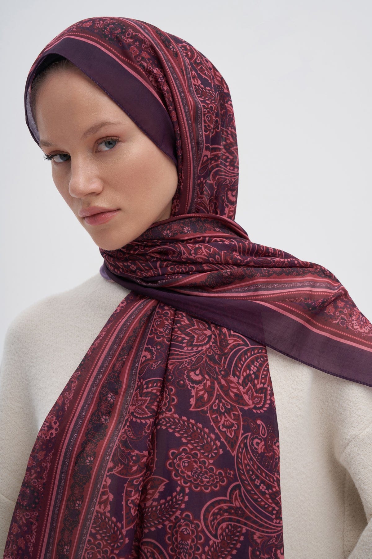 Ethnic Nilla Cotton Scarf Damson