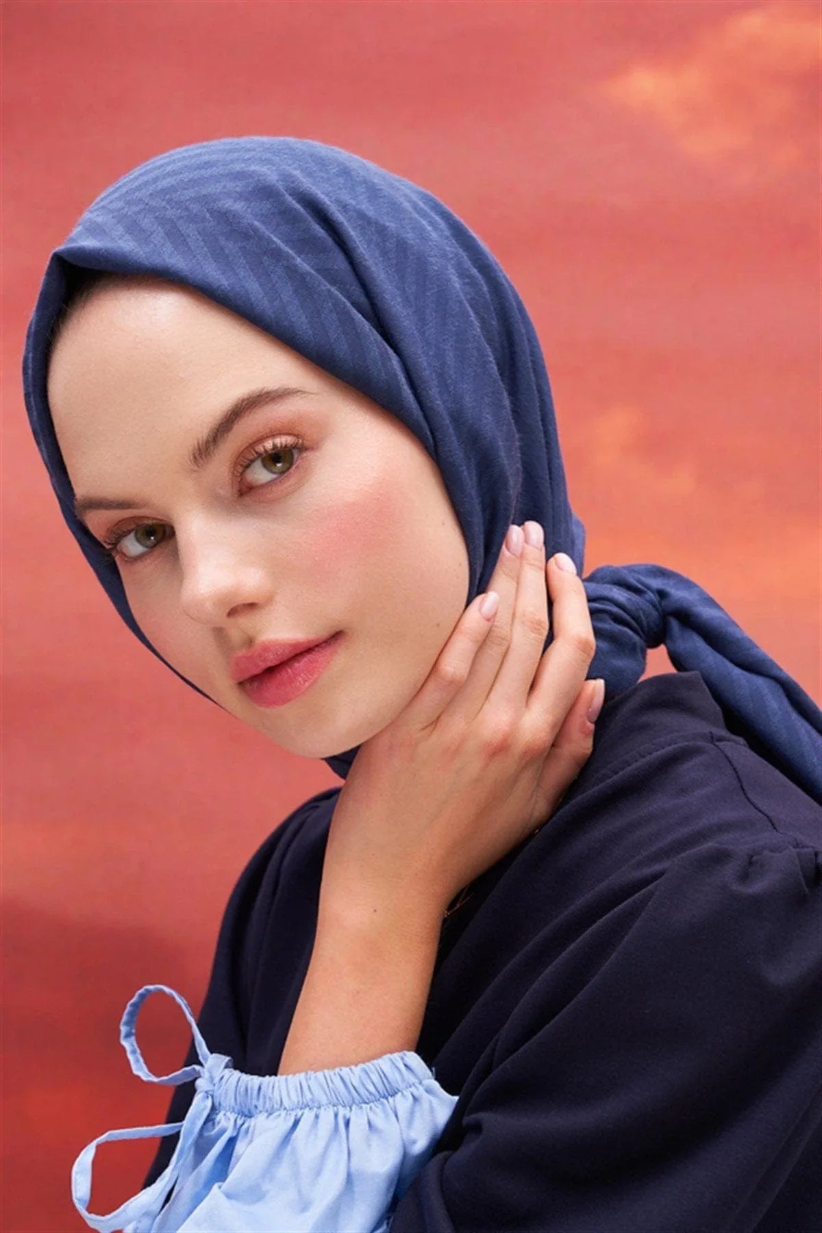 fasone-modal-jacquard-scarf-deep-blue-4312 - Carell Hijab