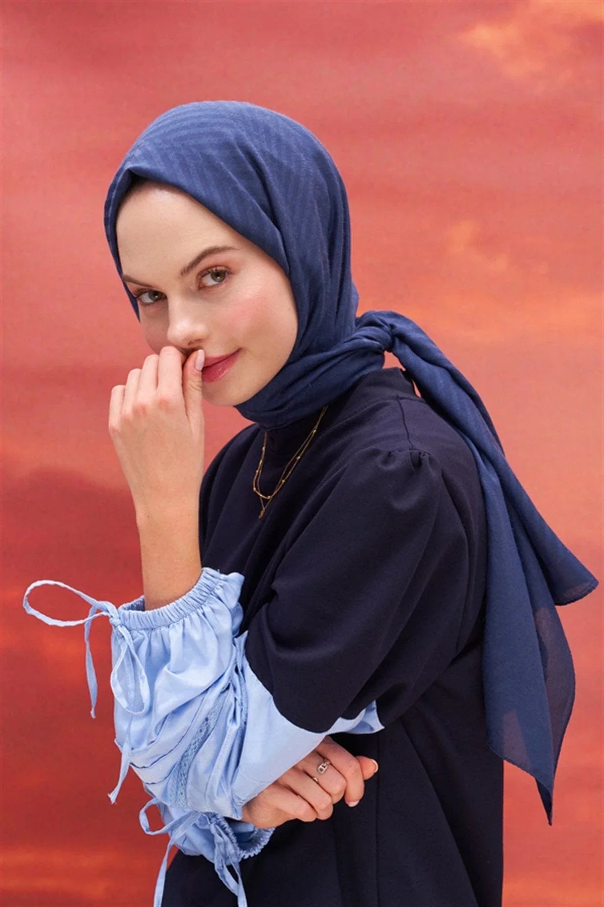 fasone-modal-jacquard-scarf-deep-blue-4313 - Carell Hijab