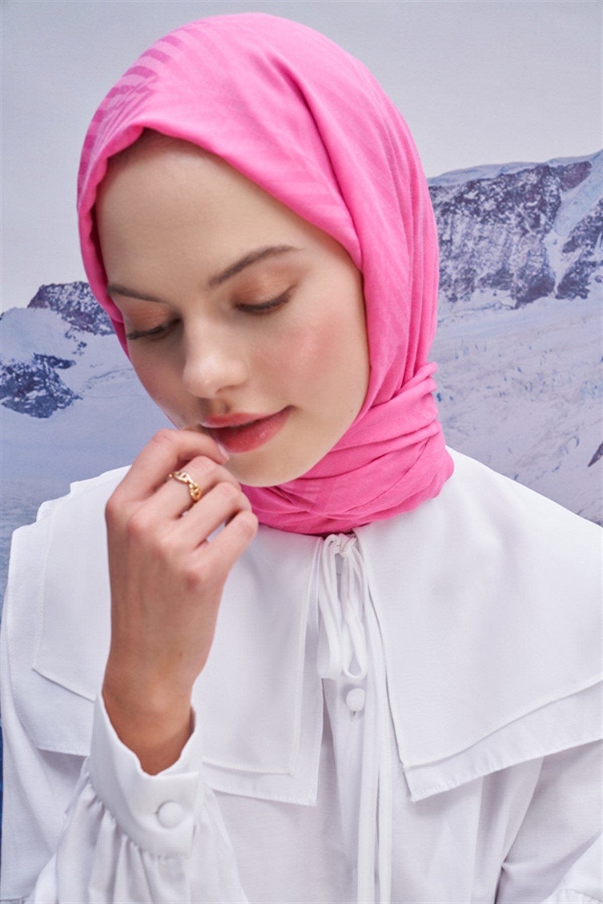 Fasone Modal Jacquard Scarf Deep Pink