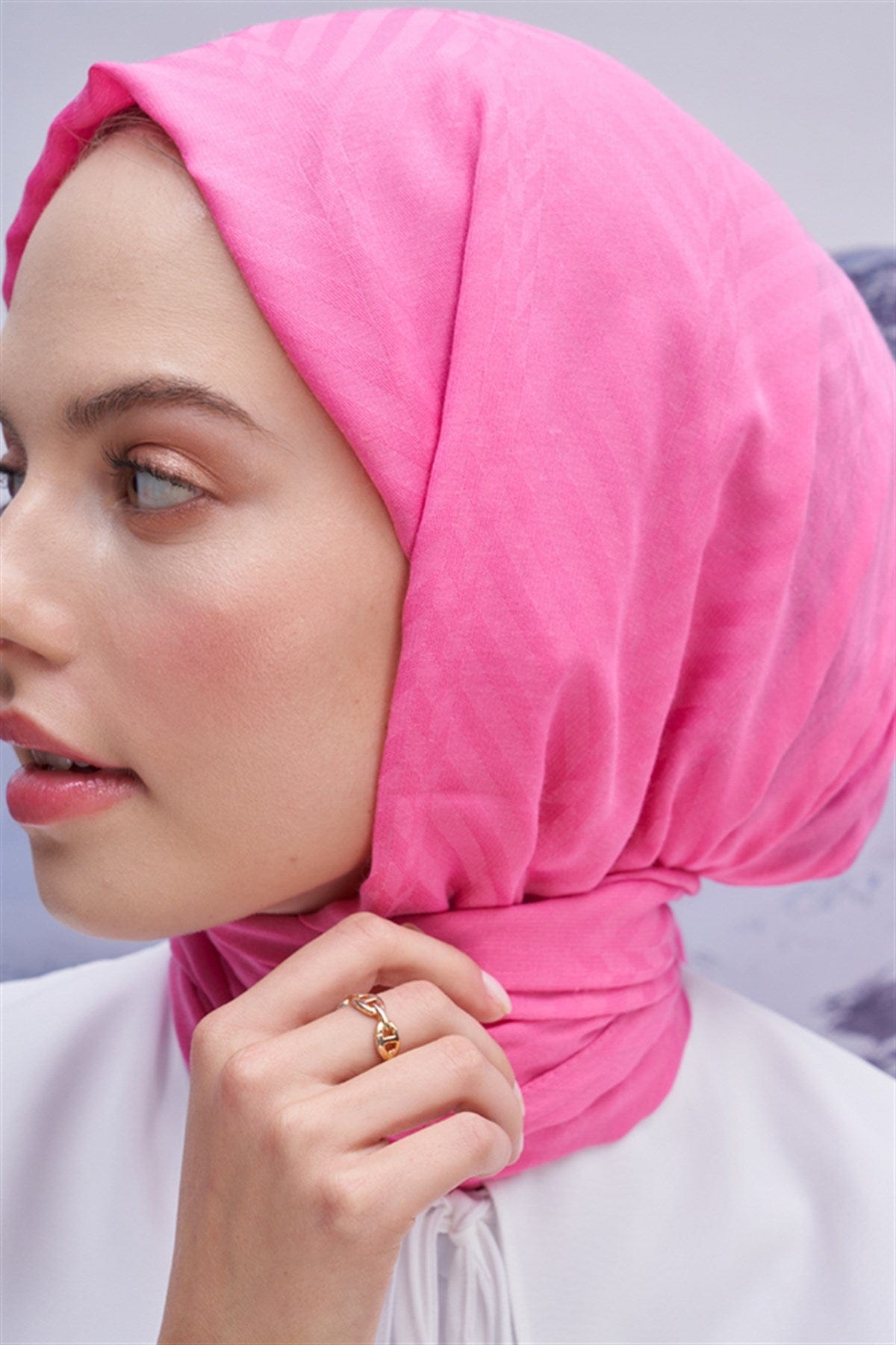 Fasone Modal Jacquard Scarf Deep Pink