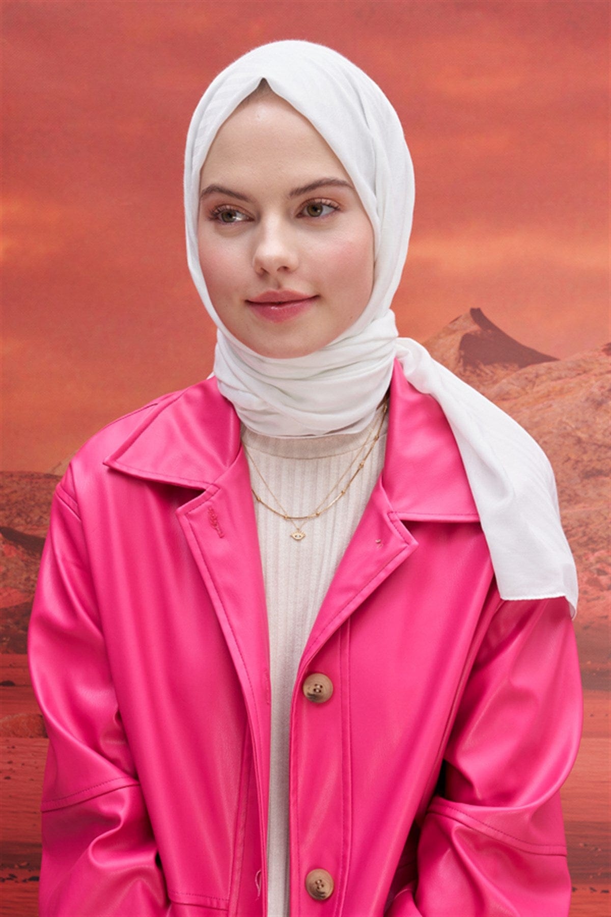 Fasone Modal Jacquard Scarf Ecru