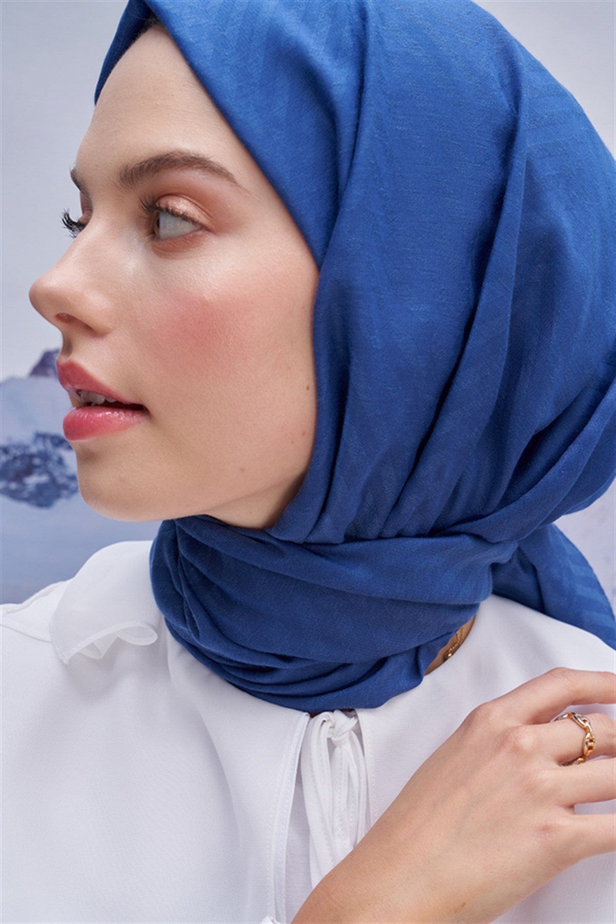 Fasone Modal Jacquard Scarf Indigo