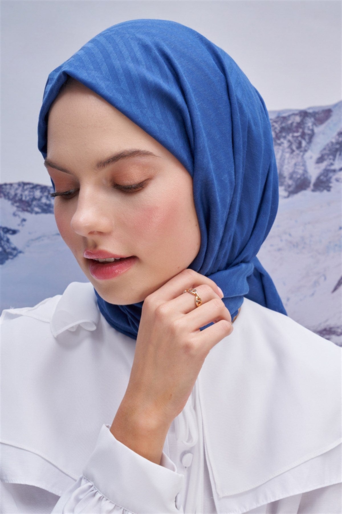Fasone Modal Jacquard Scarf Indigo