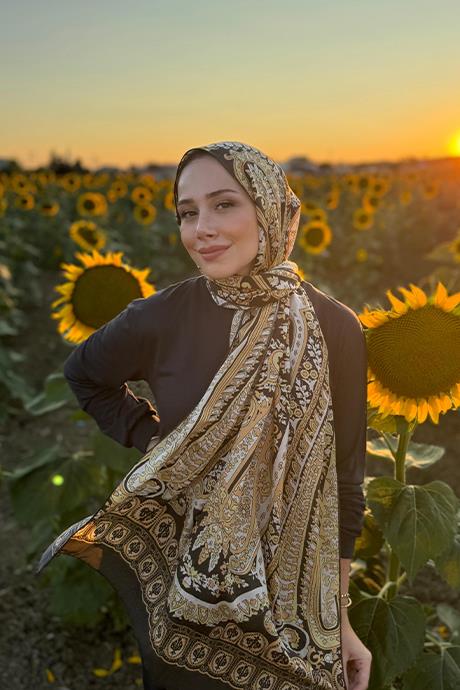 Feyza Hakyemez's Choice Desert Comfy Silk Scarf Brown