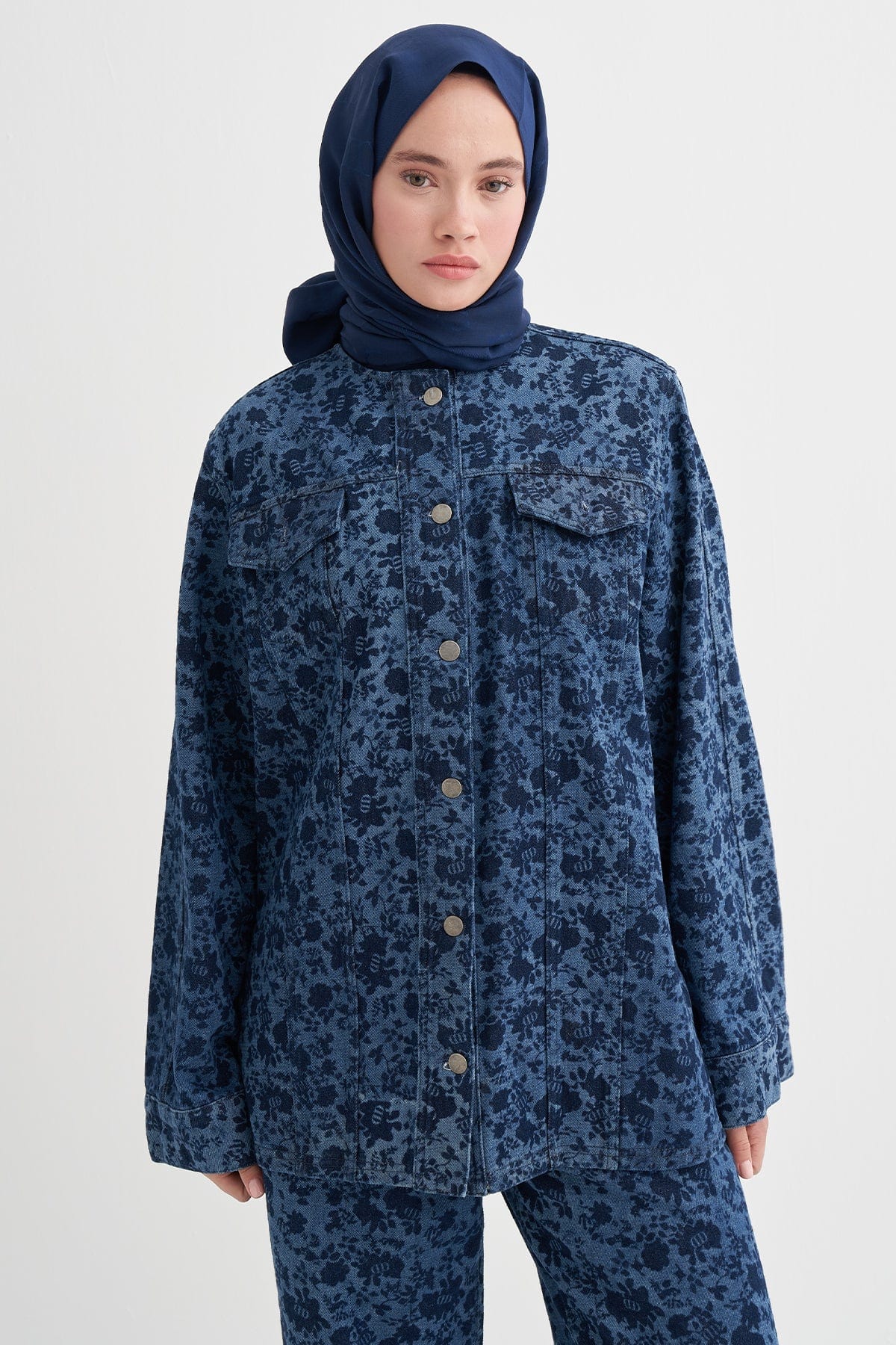 Floral Monogram Pattern Jean Jacket