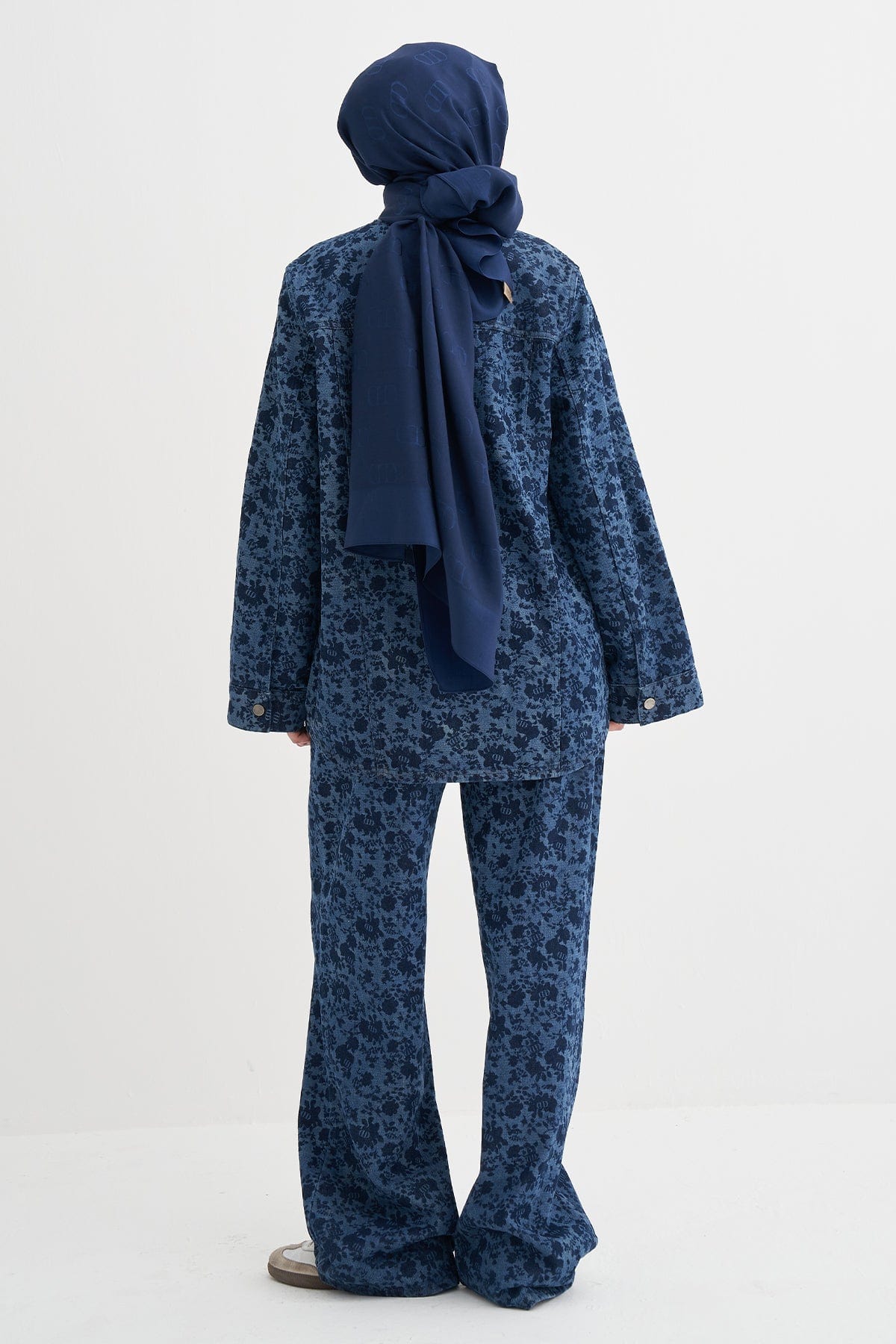 Floral Monogram Pattern Jean Pants