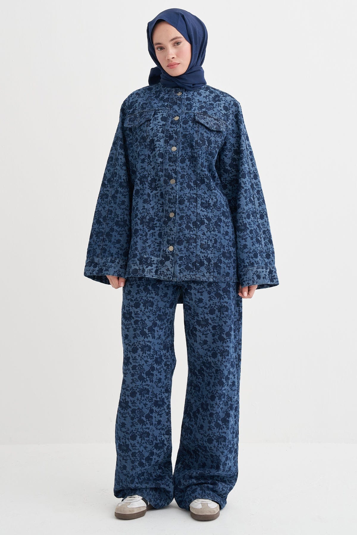 Floral Monogram Pattern Jean Pants