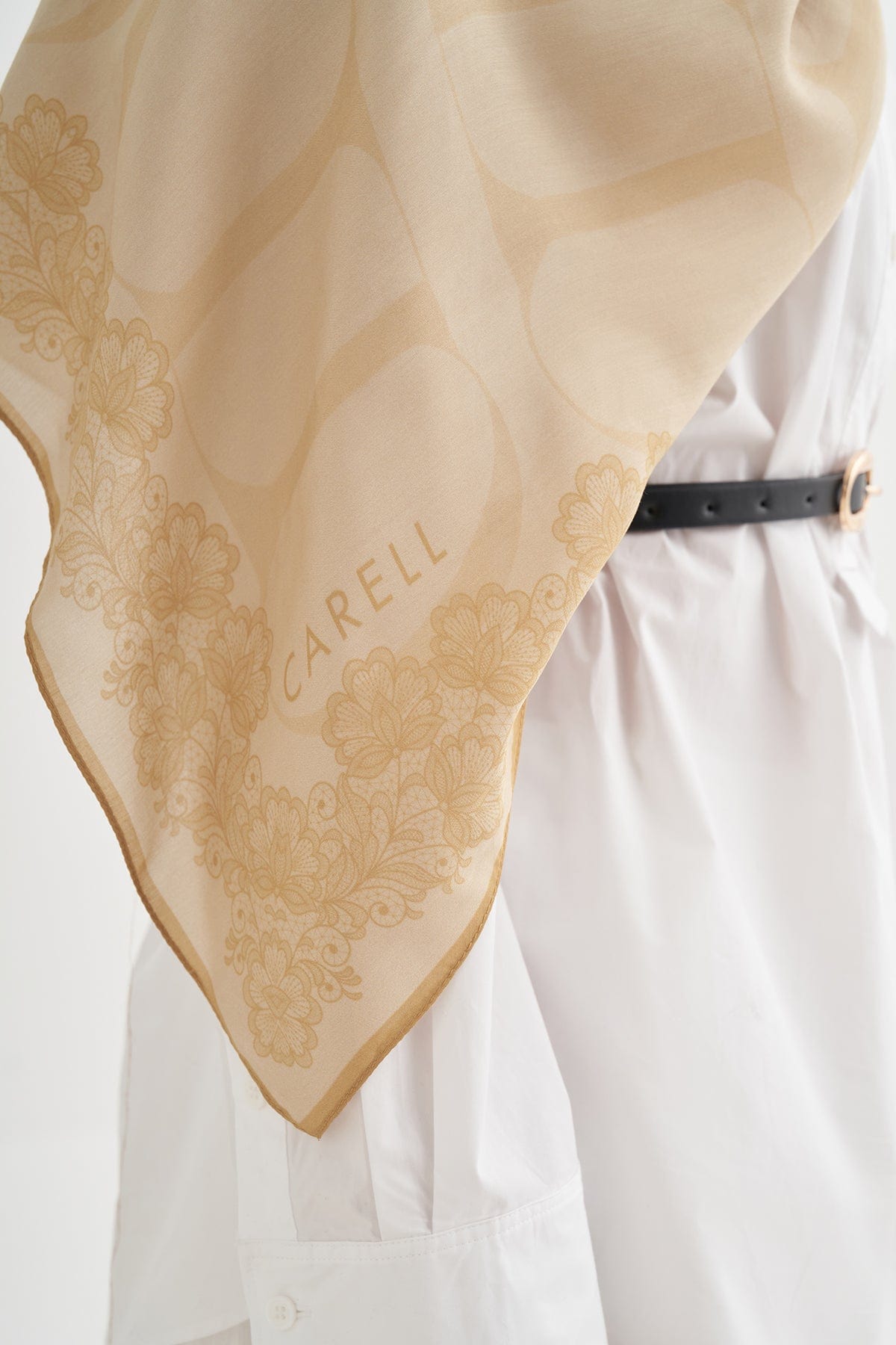 Floral Monogram Viscose Scarf Soft Yellow