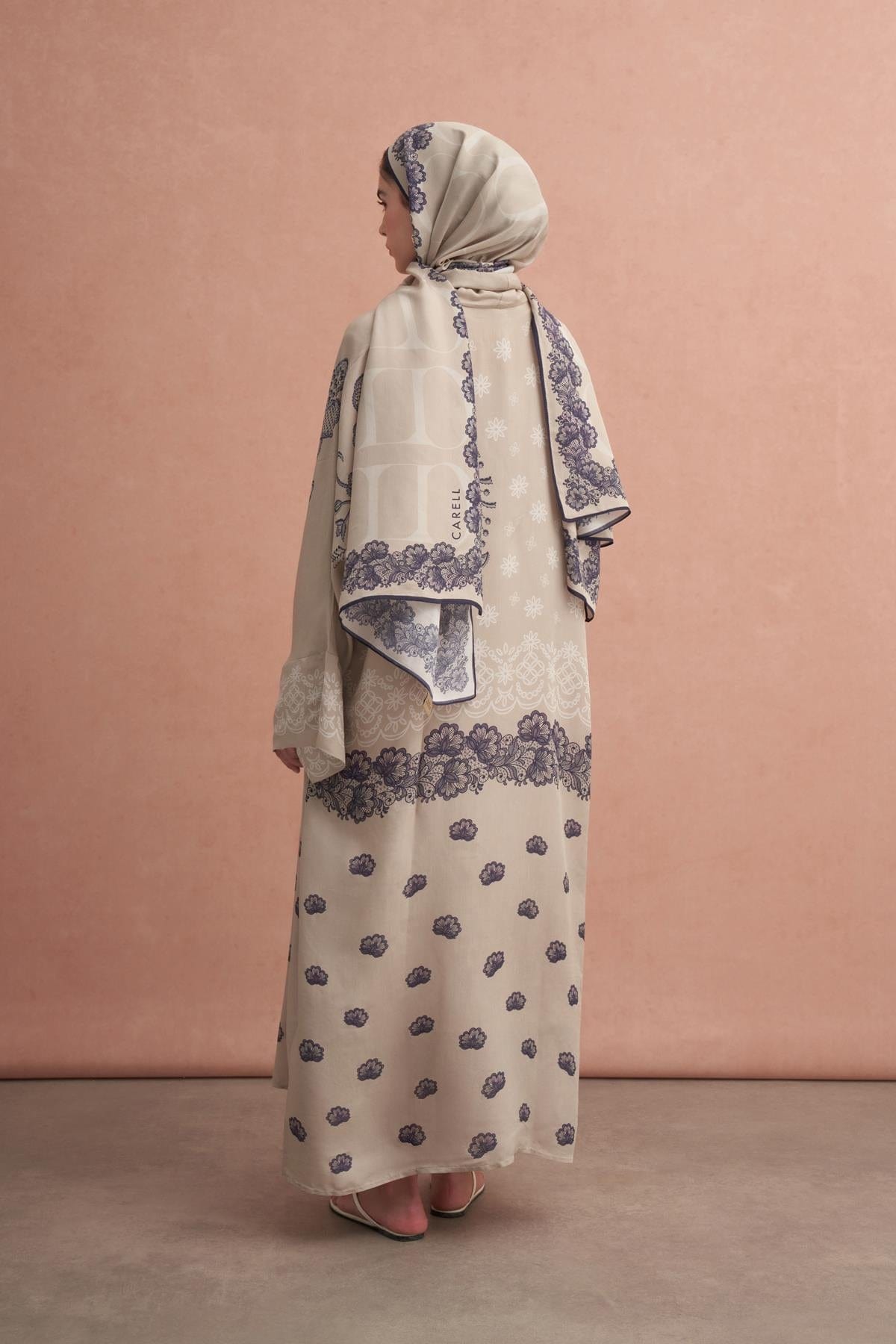 Floral Viscose Abaya Latte