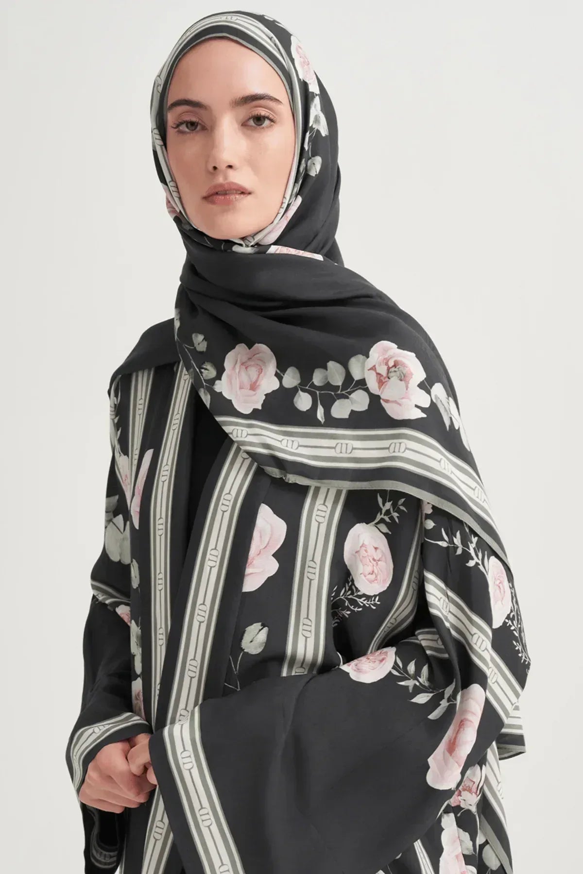 floris-monogram-viscose-scarf-black-4503 - Carell Hijab
