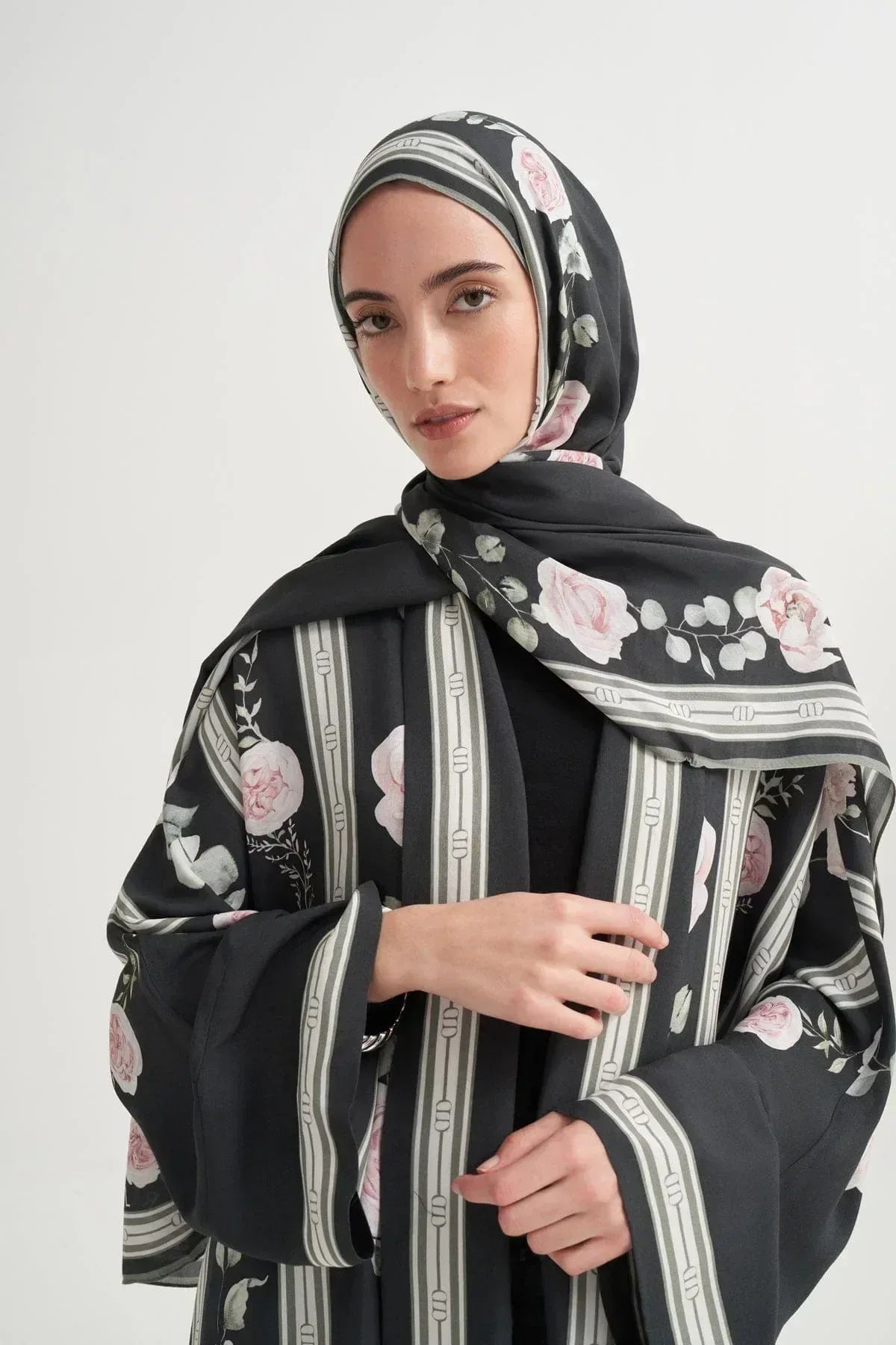 floris-monogram-viscose-scarf-black-4504 - Carell Hijab