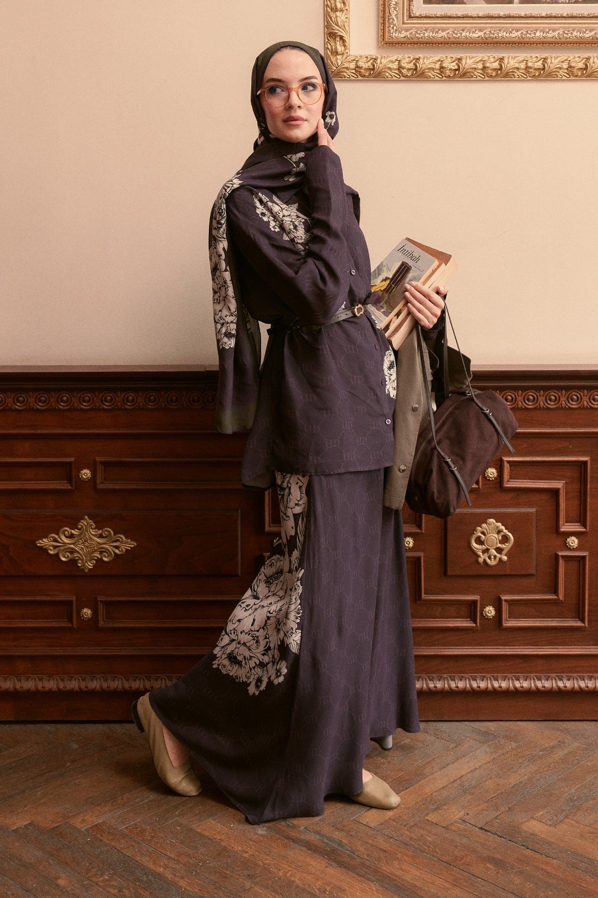 Floriva Monogram Skirt Set Purple