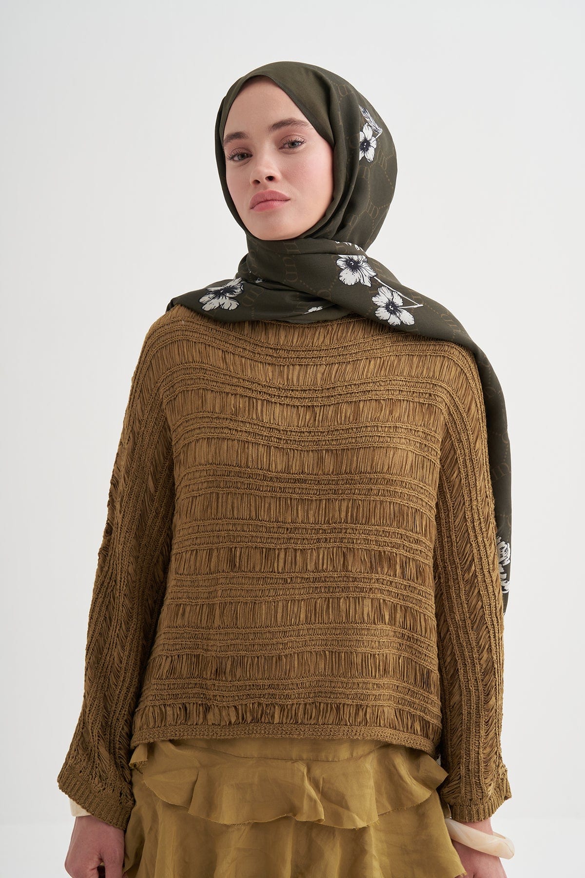 Floriva Monogram Viscose Scarf Army Green