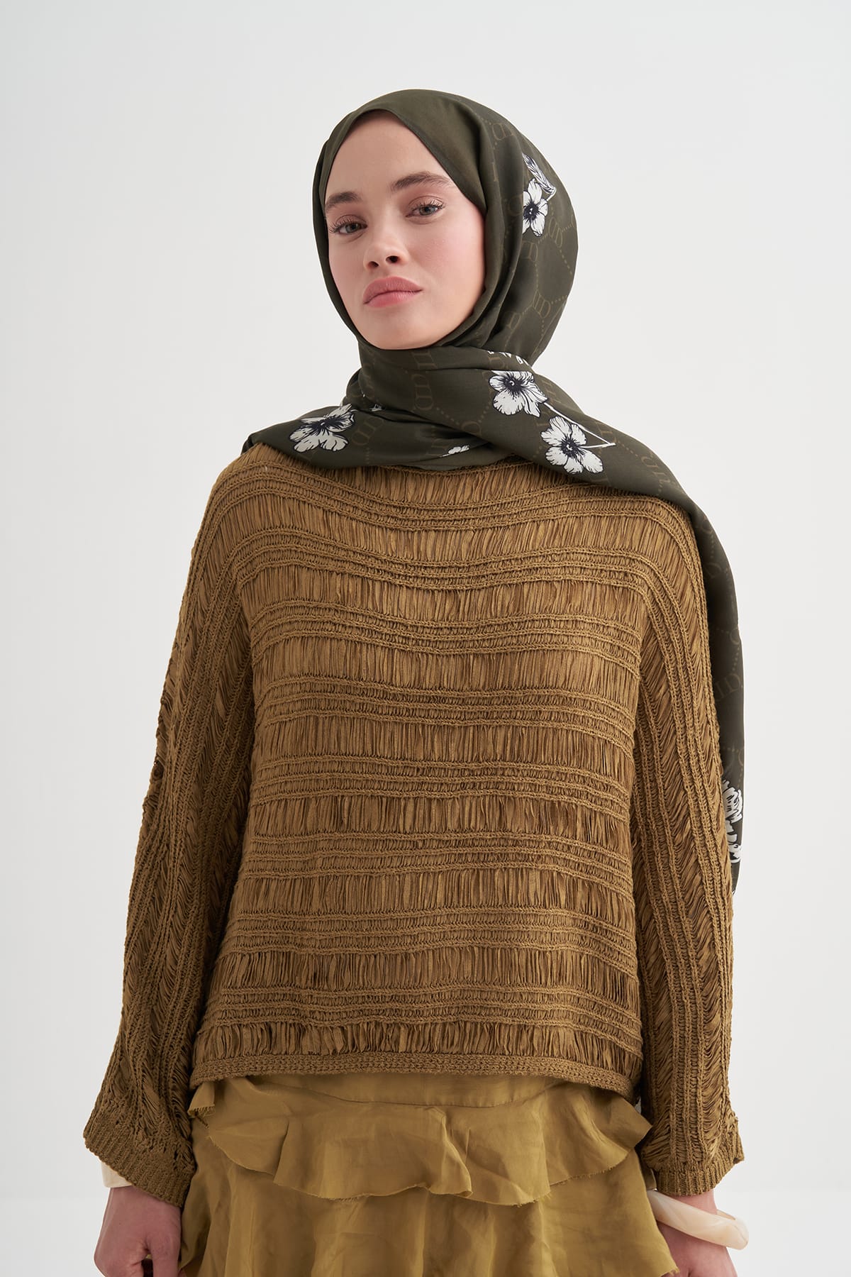 Floriva Monogram Viscose Scarf Army Green
