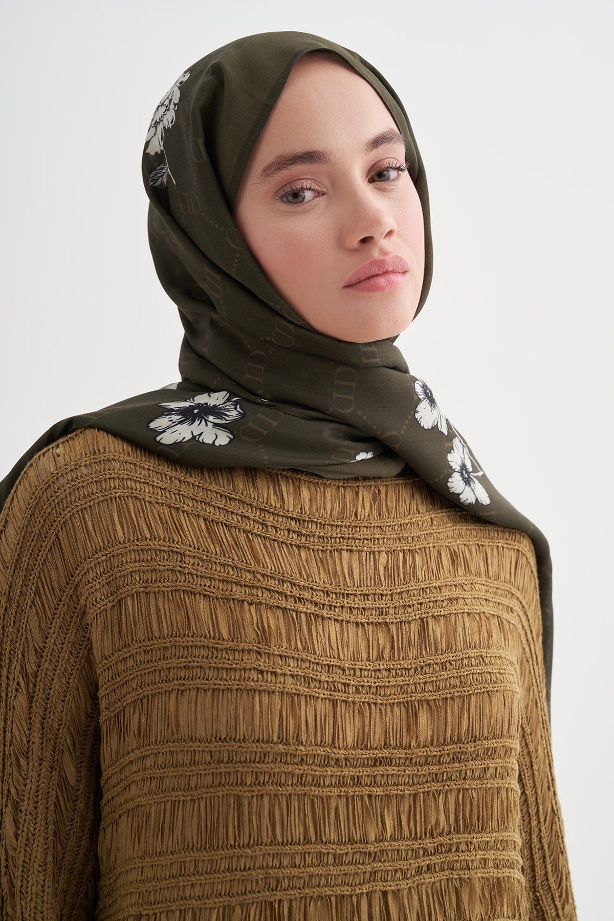Floriva Monogram Viscose Scarf Army Green