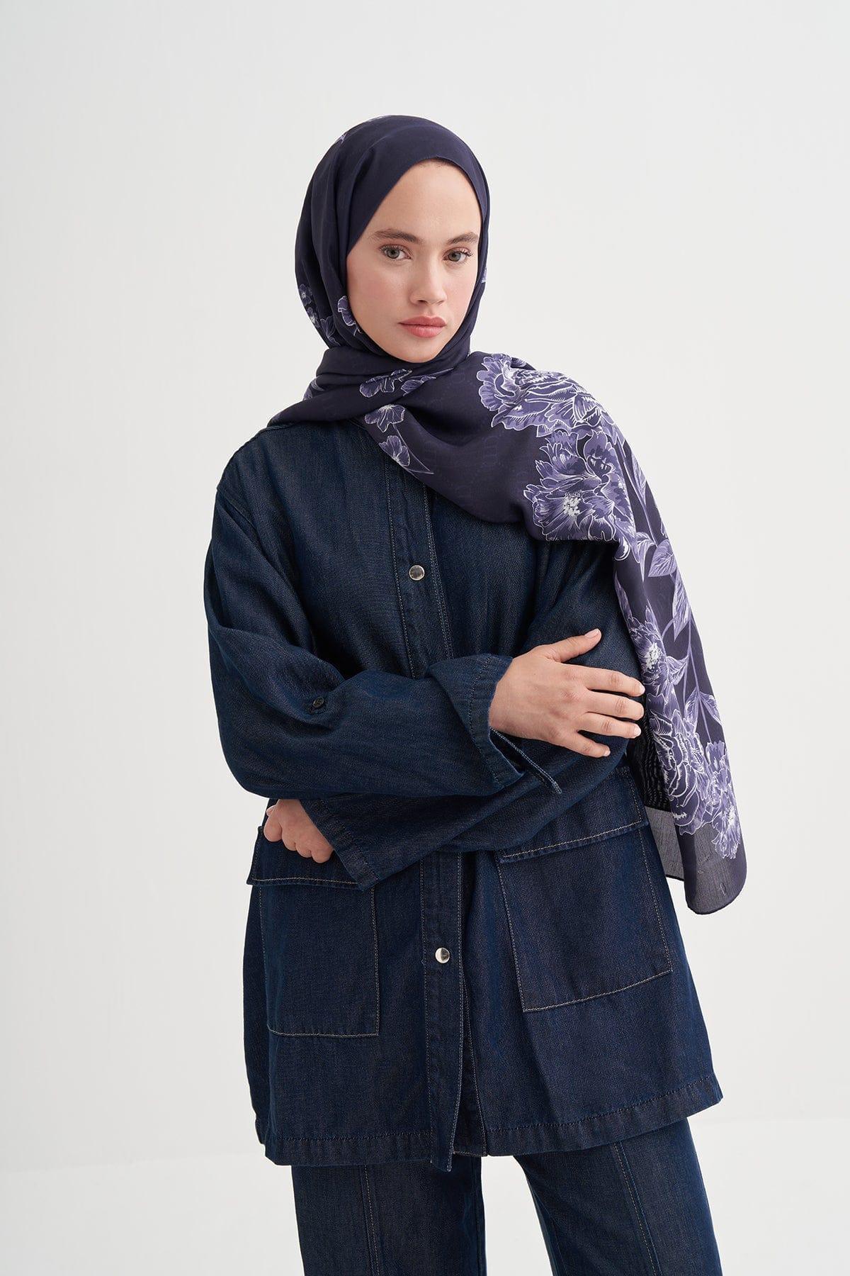 floriva-monogram-viscose-scarf-dark-purple-4010 - Carell Hijab