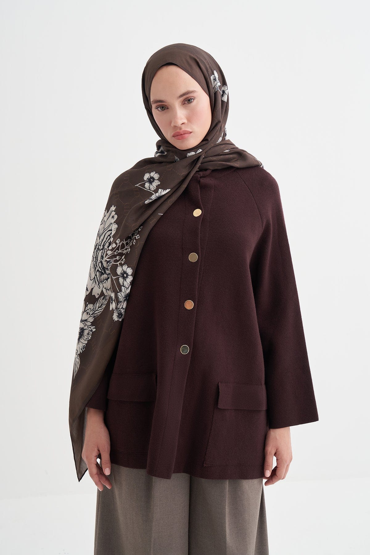 Floriva Monogram Viscose Scarf Mocha