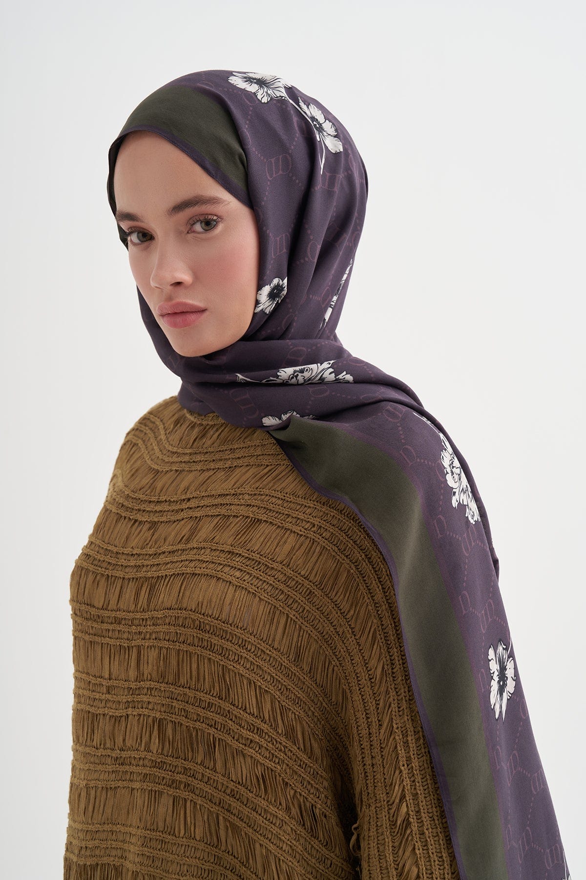 Floriva Monogram Viscose Scarf Purple