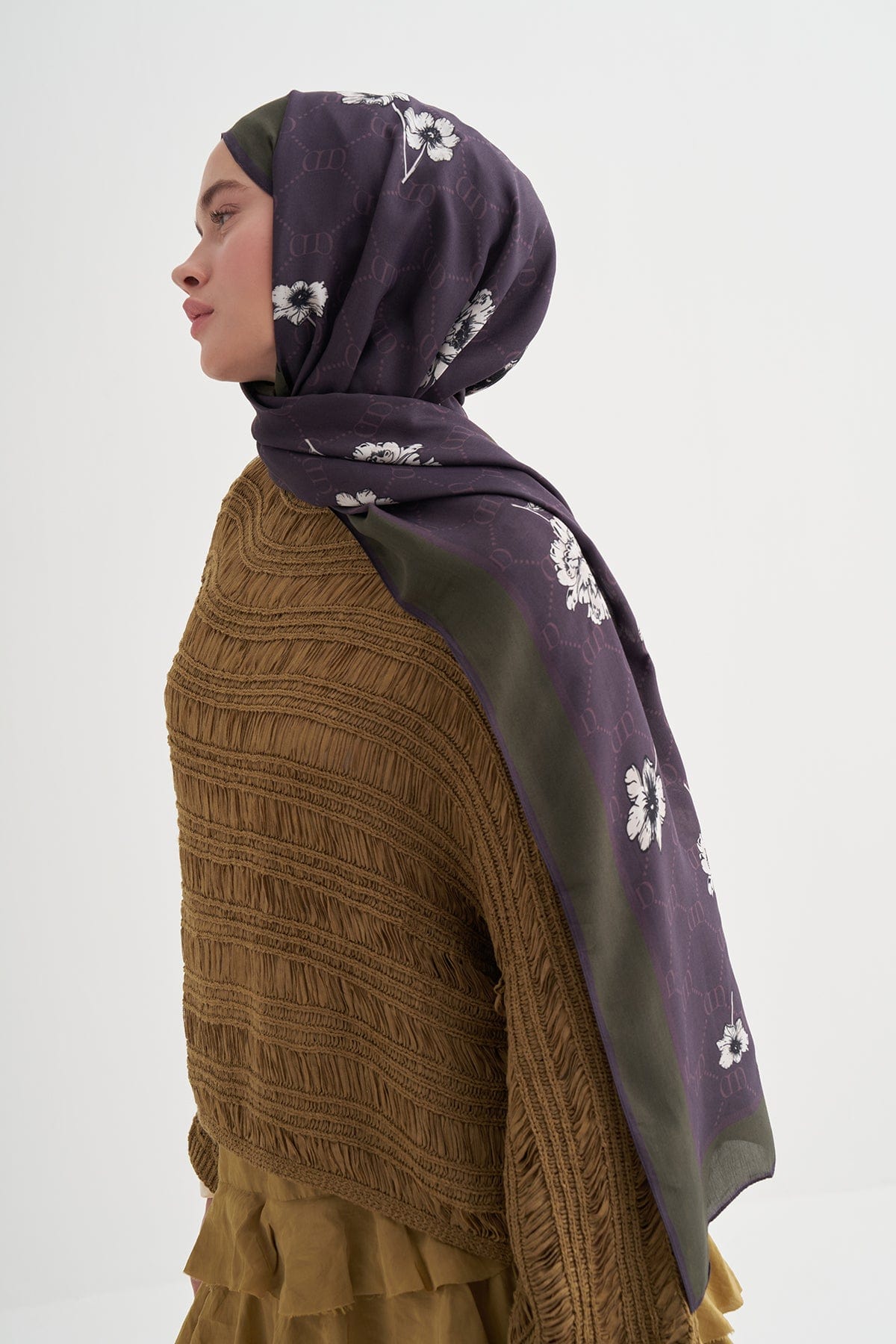 Floriva Monogram Viscose Scarf Purple