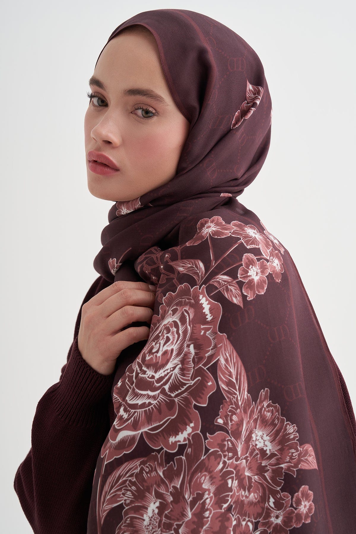 Floriva Monogram Viscose Scarf Reddish