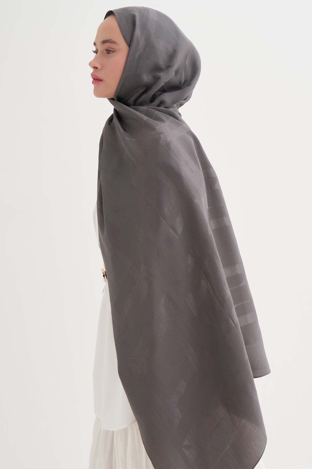 Geometrik Pattern Liora Cottton Scarf Anthracite