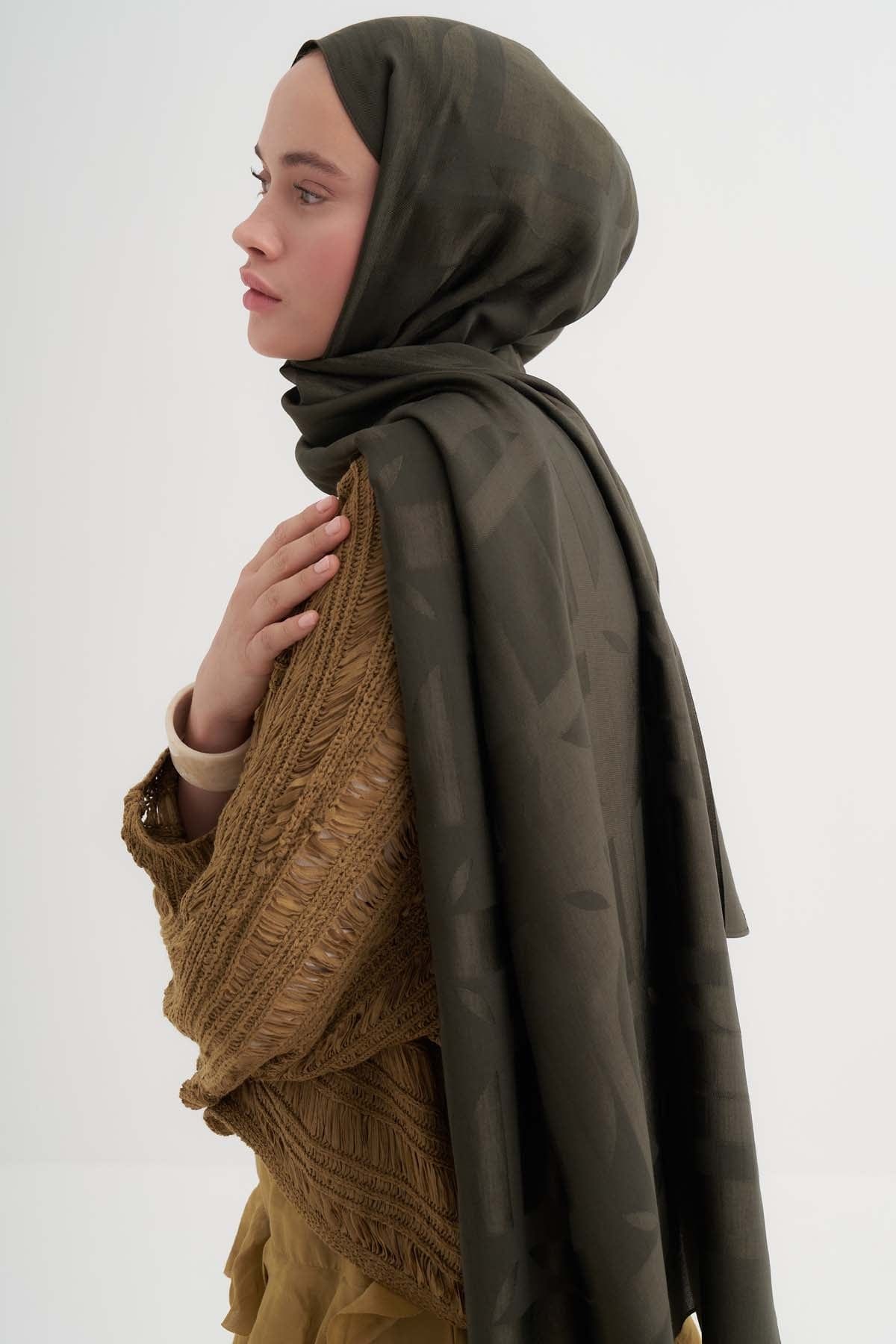 Geometrik Pattern Liora Cottton Scarf Army Green