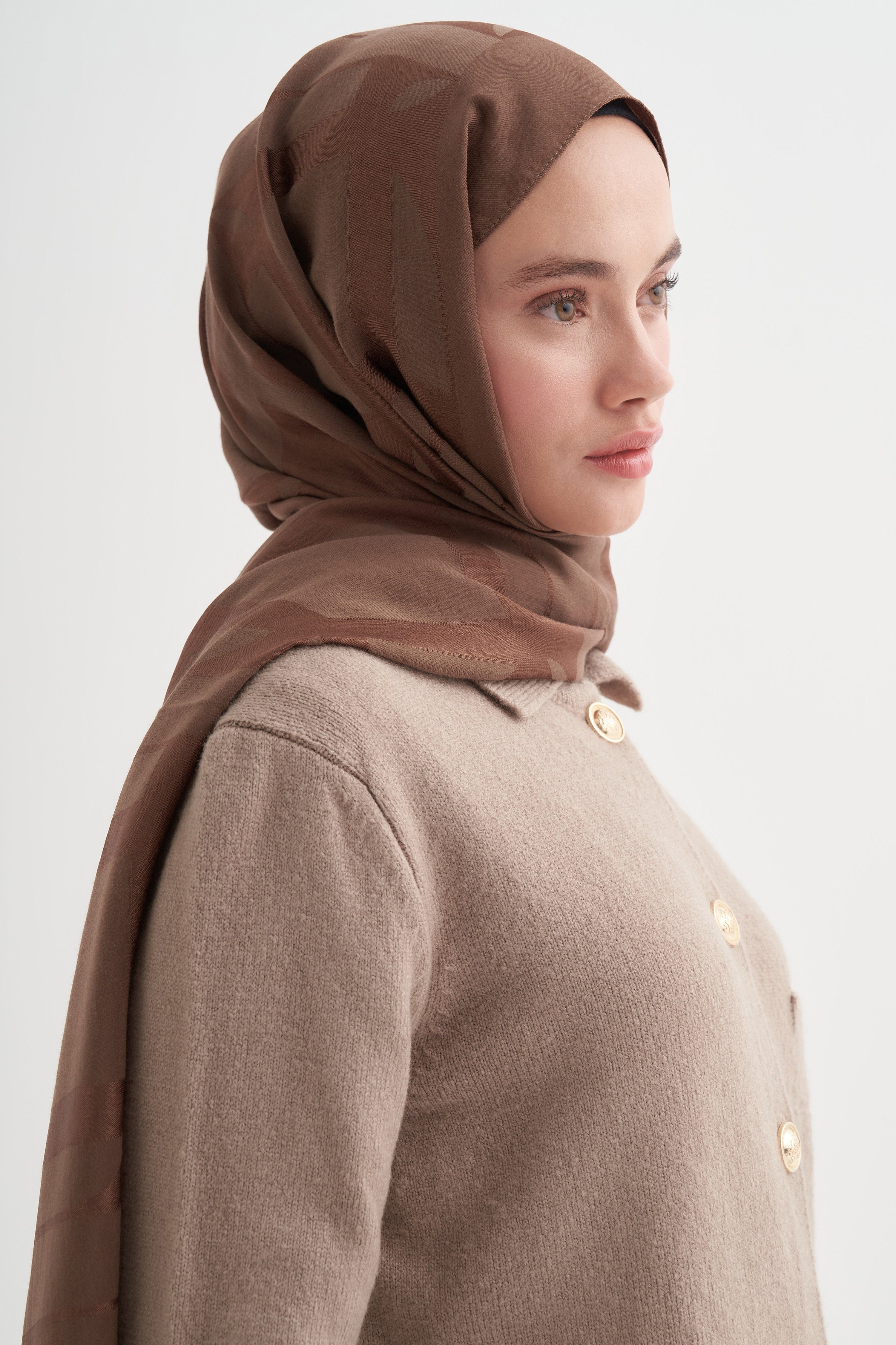 Geometrik Pattern Liora Cottton Scarf Earth