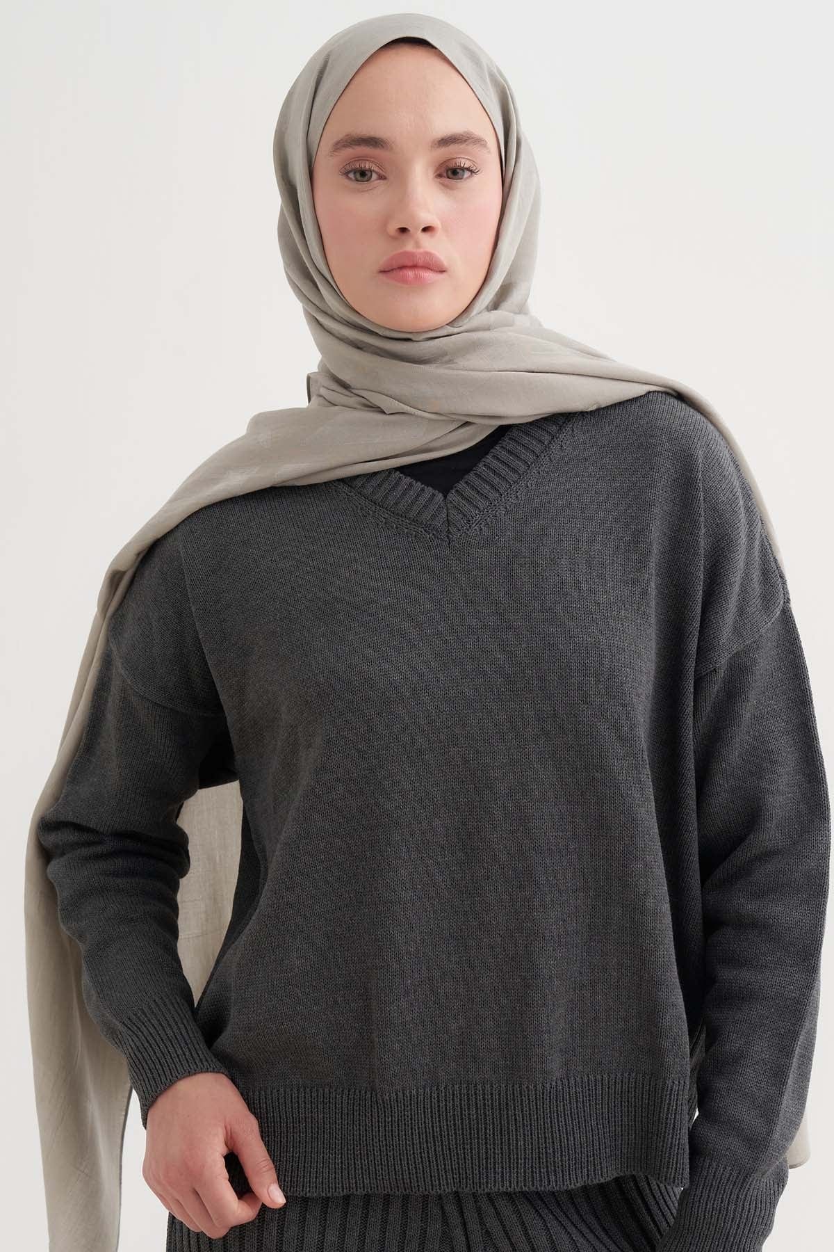 Geometrik Pattern Liora Cottton Scarf Gray