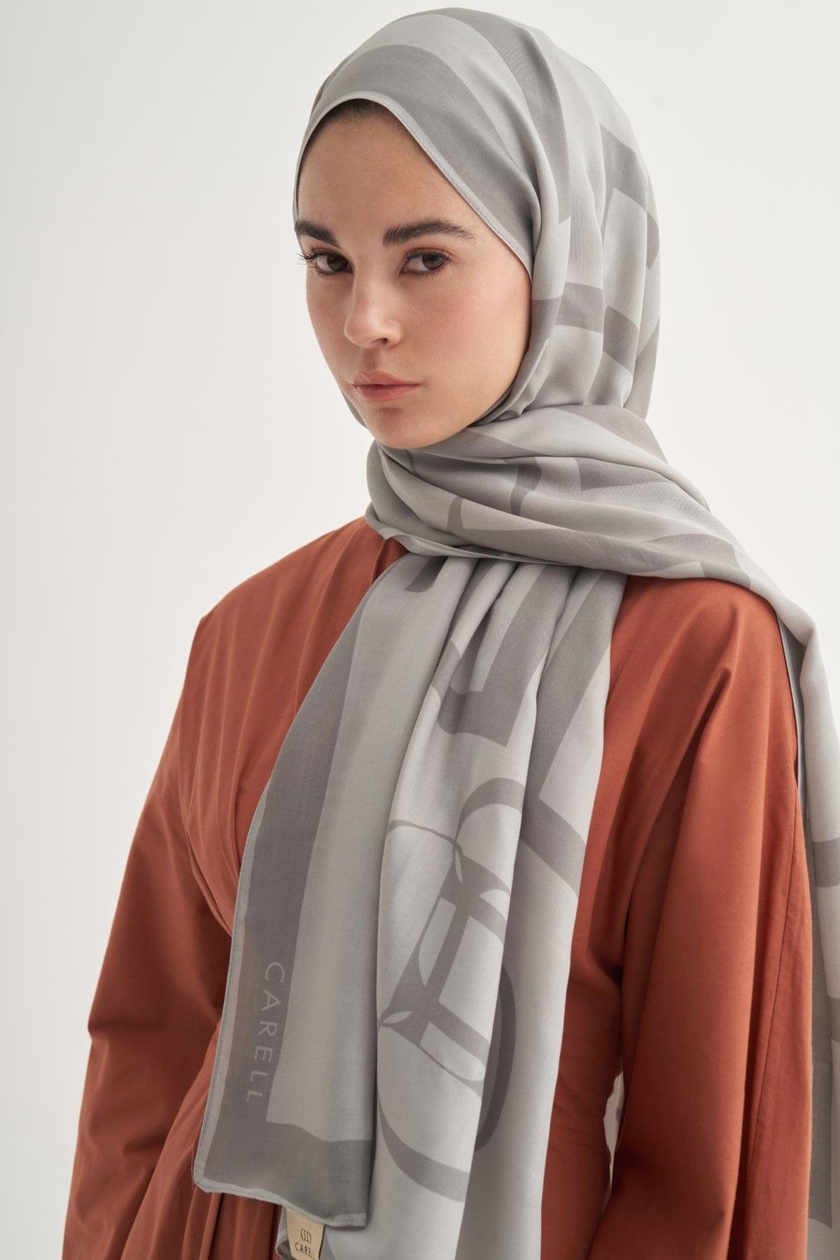 Glamour Monogram Viscose Scarf Gray