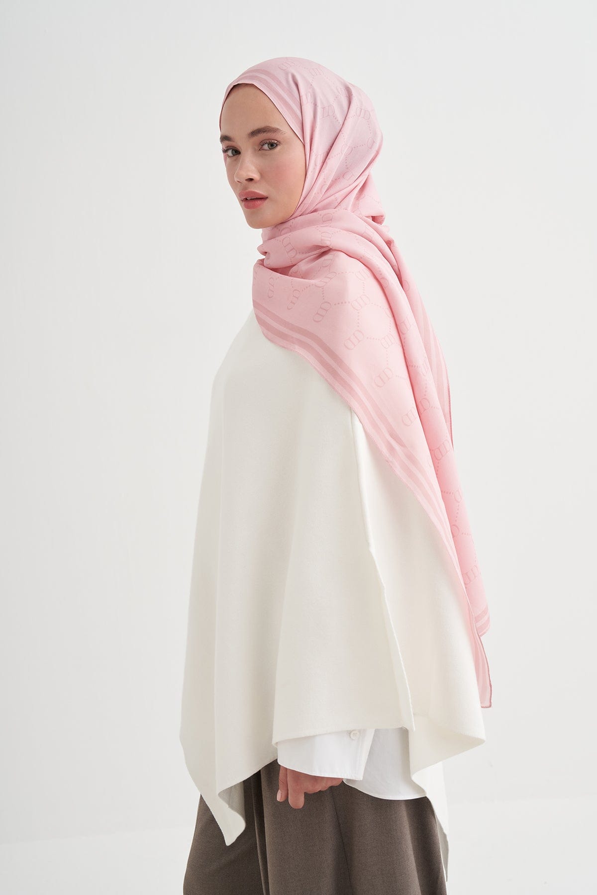 Grace Monogram Viscose Scarf Candy Pink