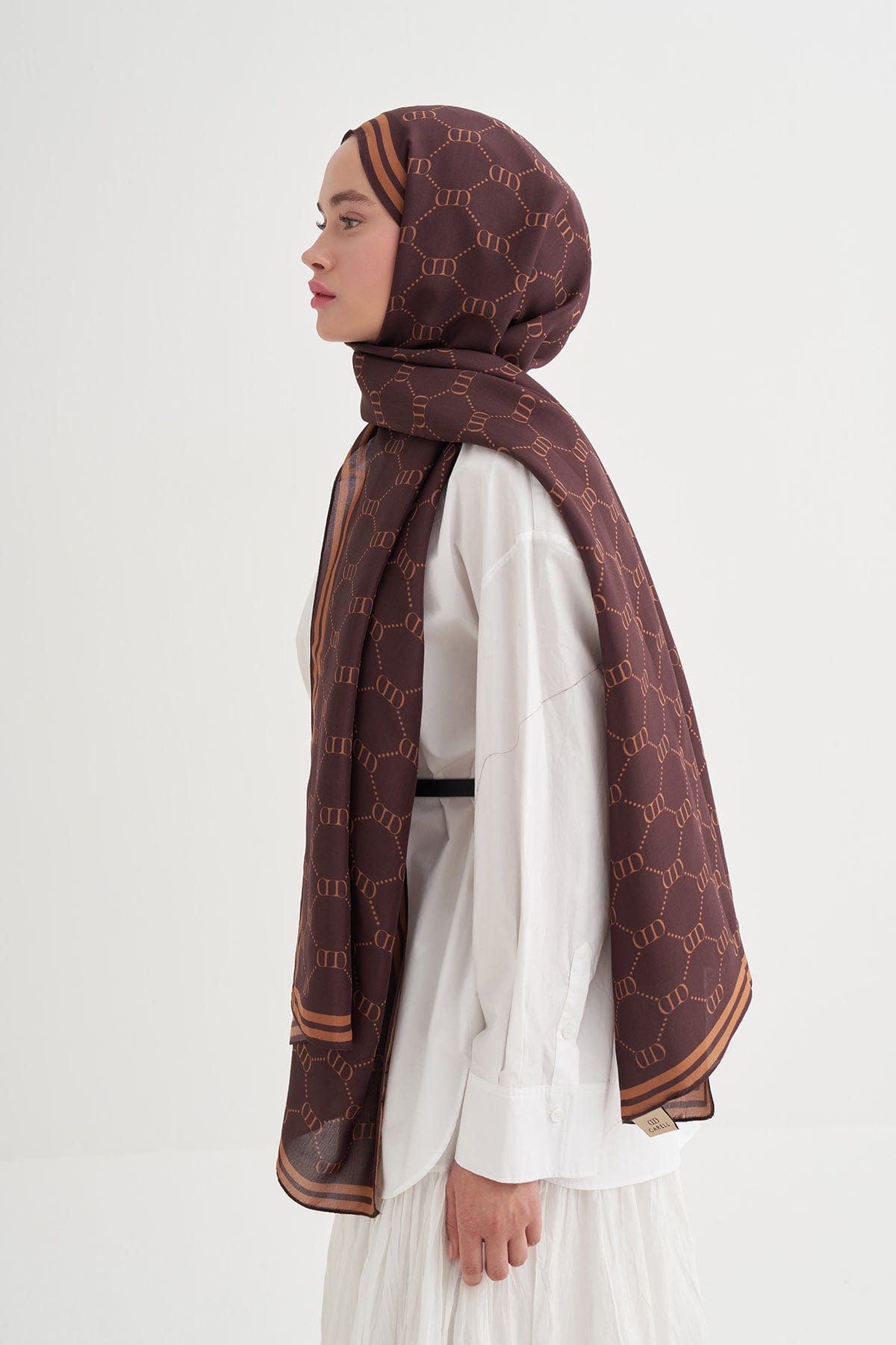 Grace Monogram Viscose Scarf Dark