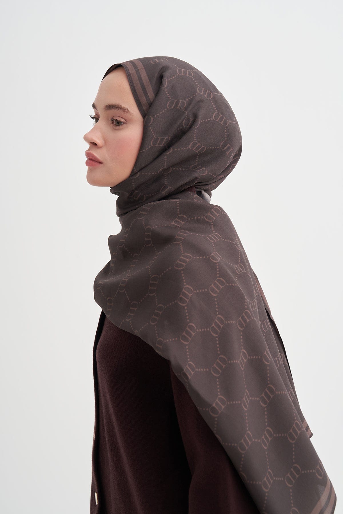 Grace Monogram Viscose Scarf Mocha