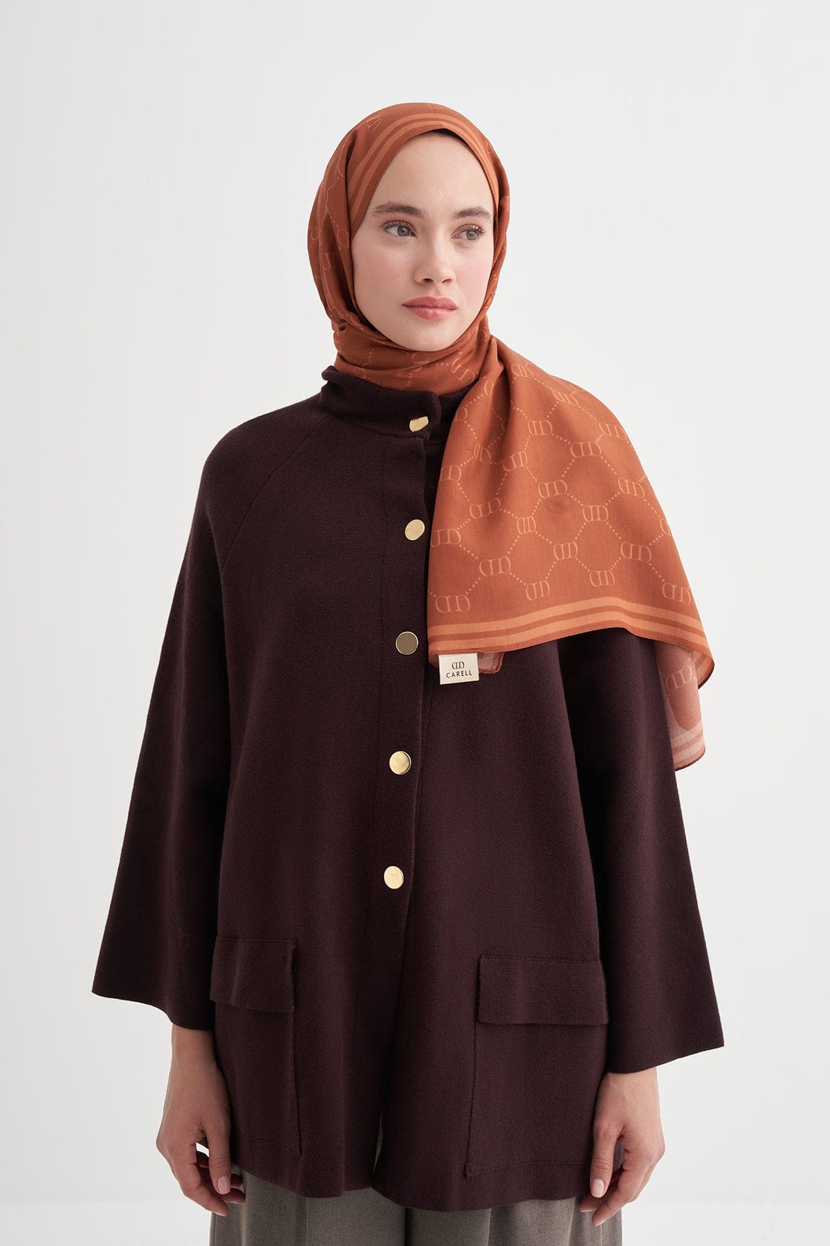 Grace Monogram Viscose Scarf Orange