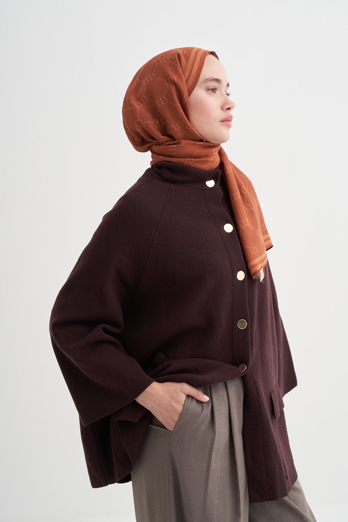 Grace Monogram Viscose Scarf Orange