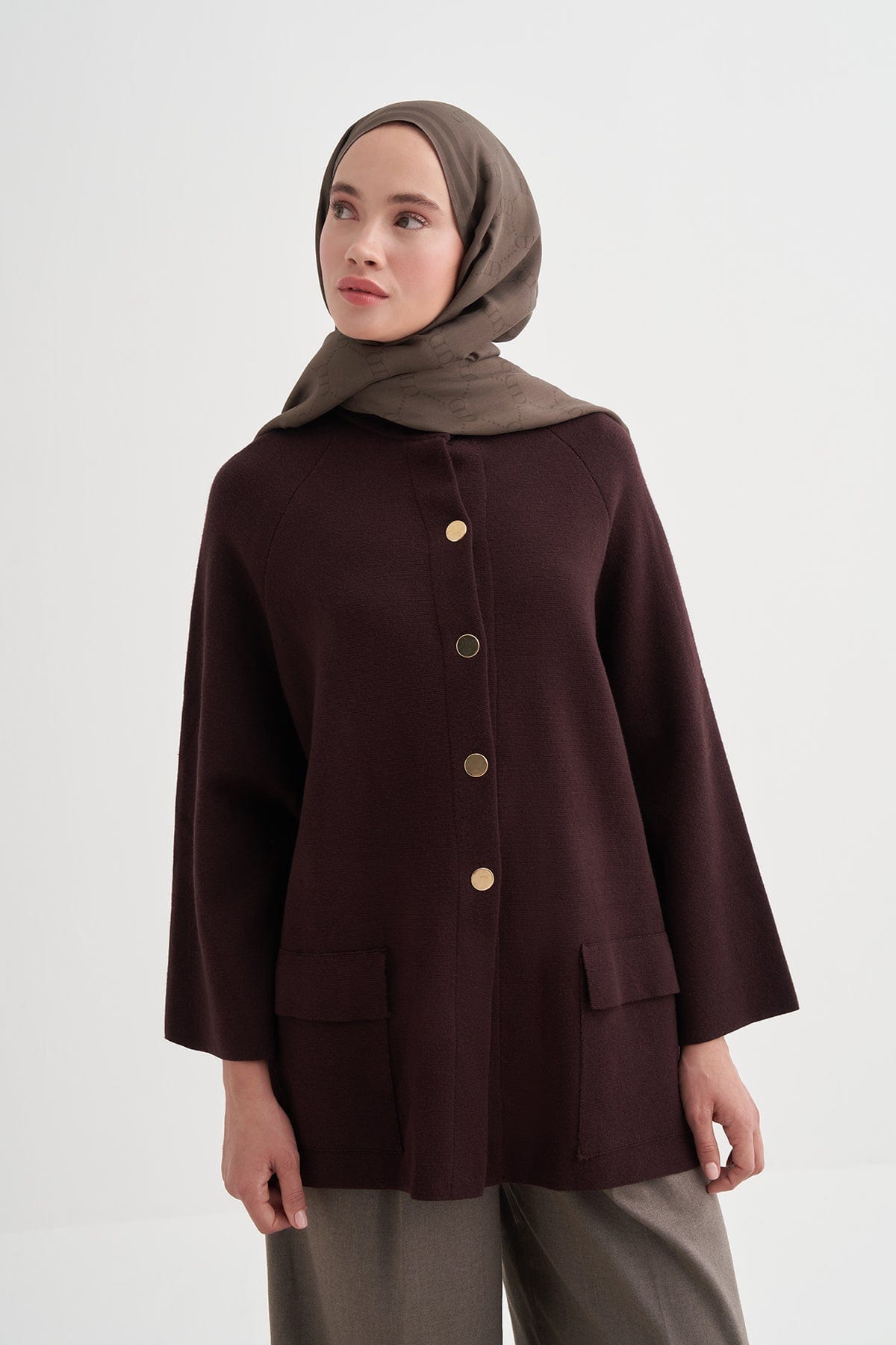 Grace Monogram Viscose Scarf Soft Brown