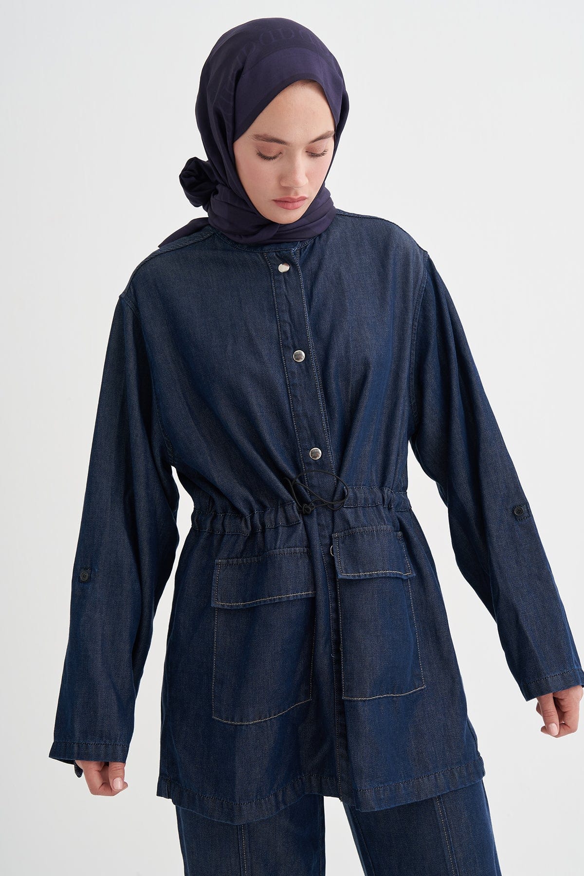 Gwen Tencel Denim Jacket Dark Blue