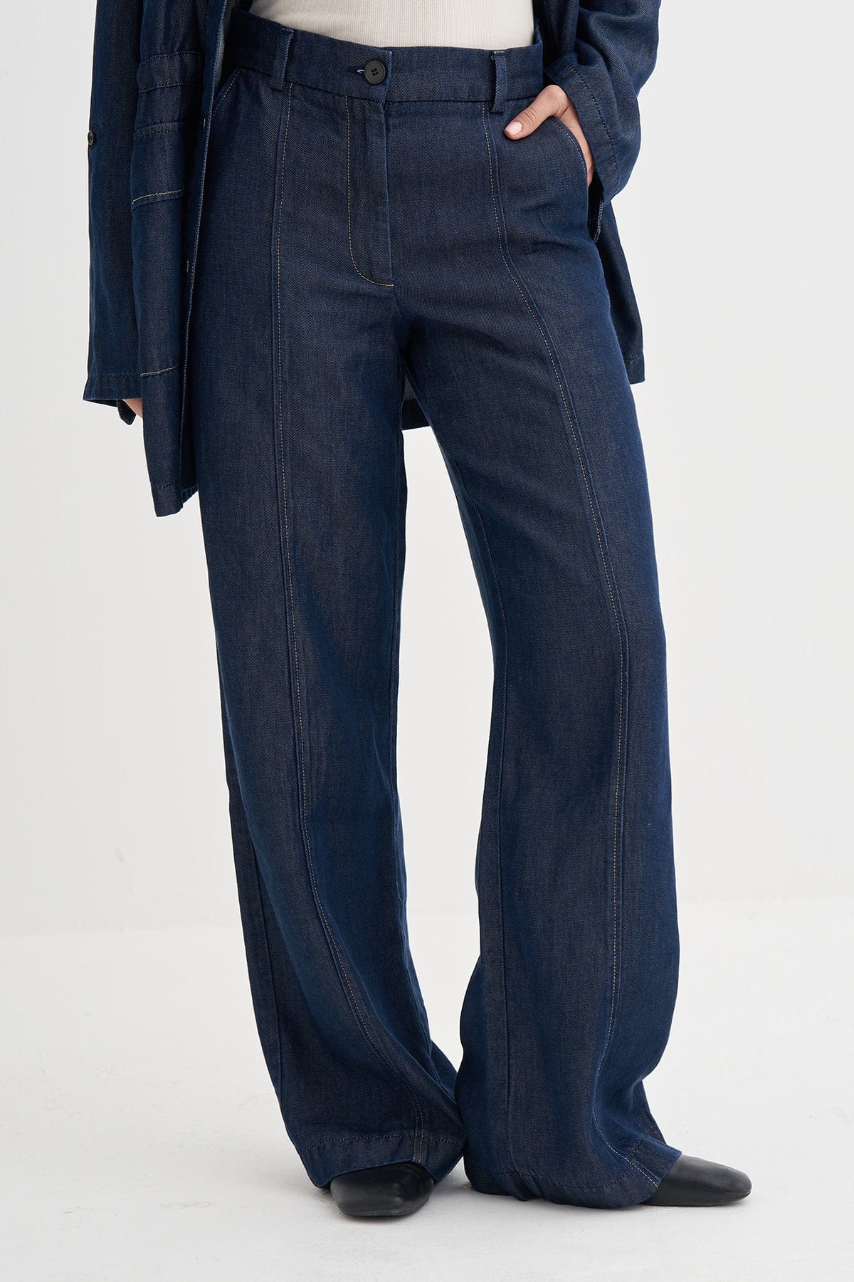 Gwen Tensel Denim Pants Dark Blue