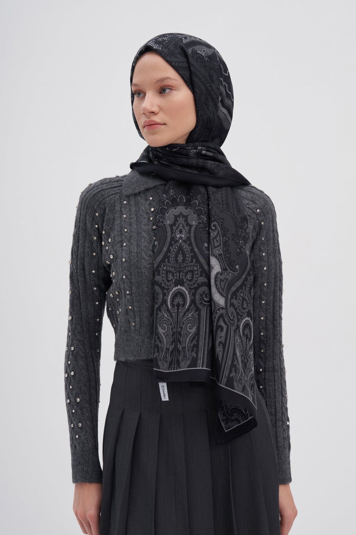 Harmony Early Silk Scarf Anthracite