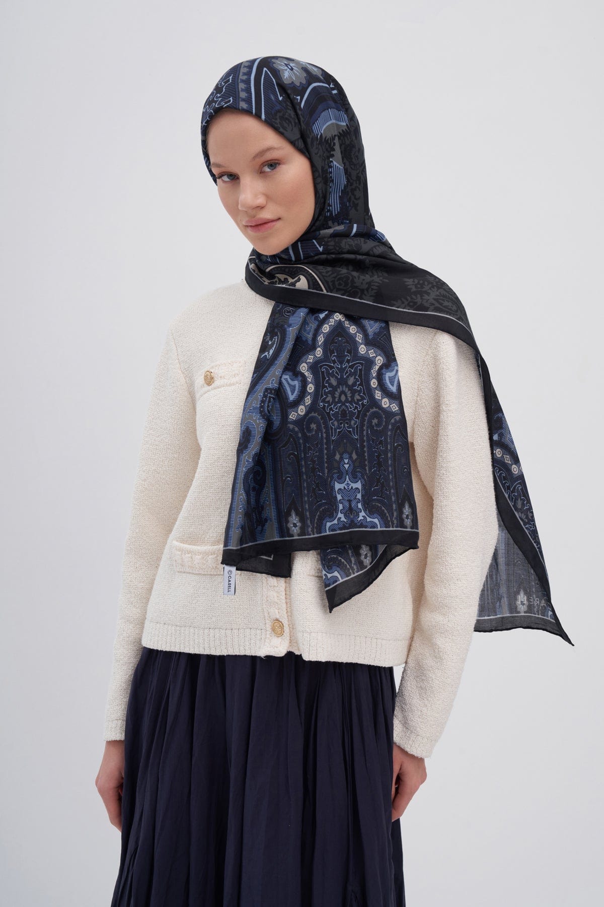 Harmony Early Silk Scarf  Blue