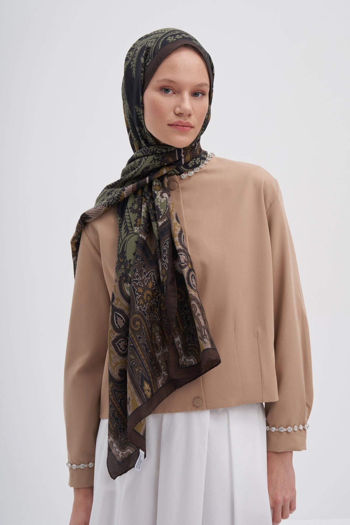 Harmony Early Silk Scarf Dark Brown