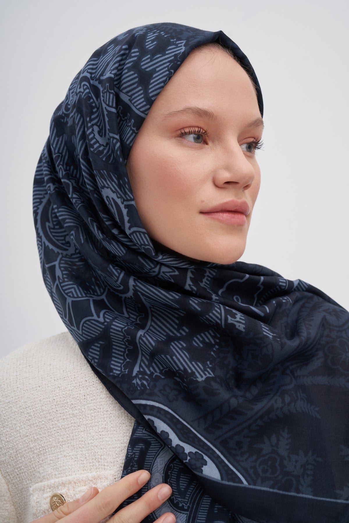 Harmony Early Silk Scarf Midnight Blue