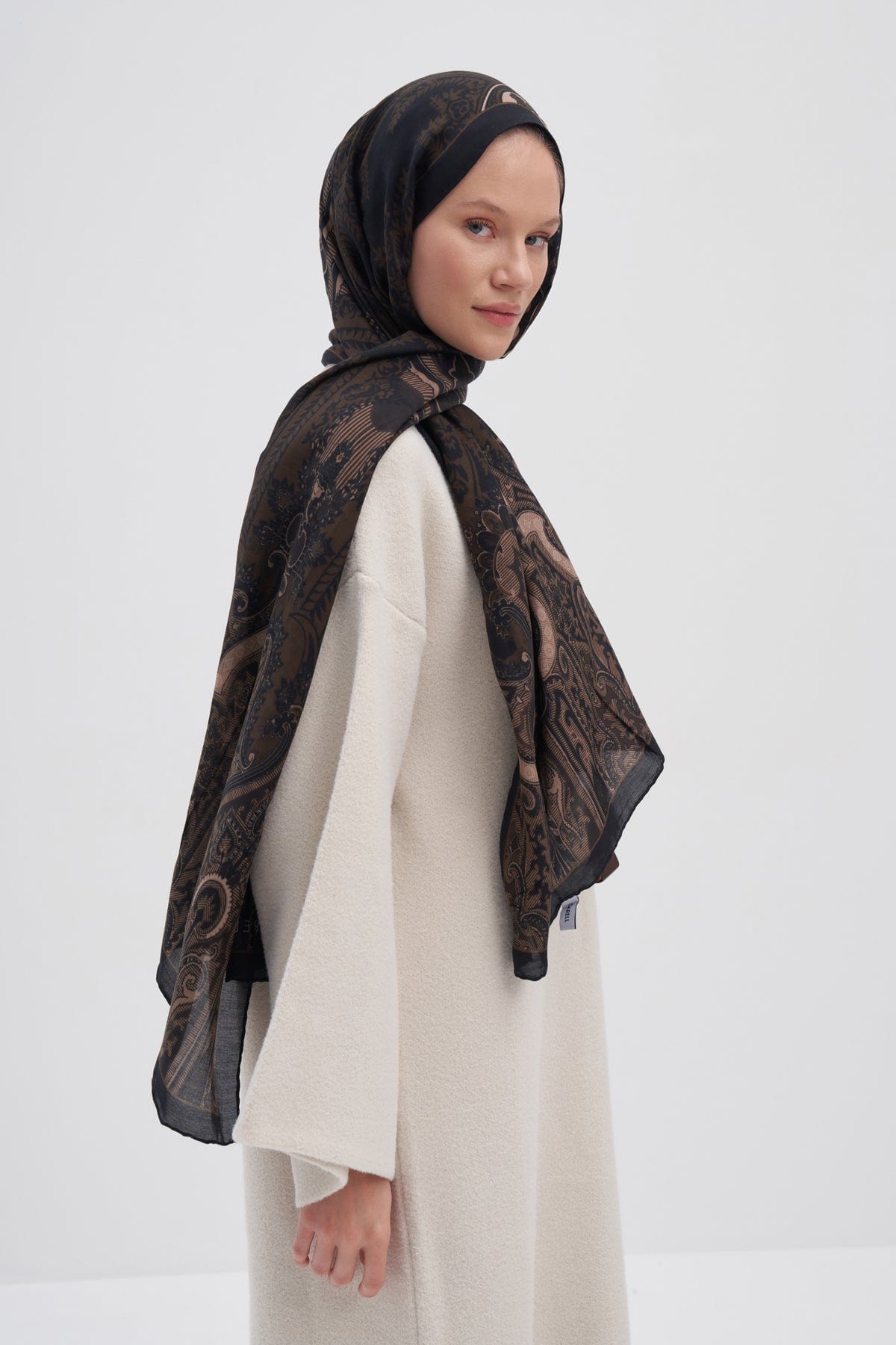 Harmony Early Silk Scarf Milk Coffee