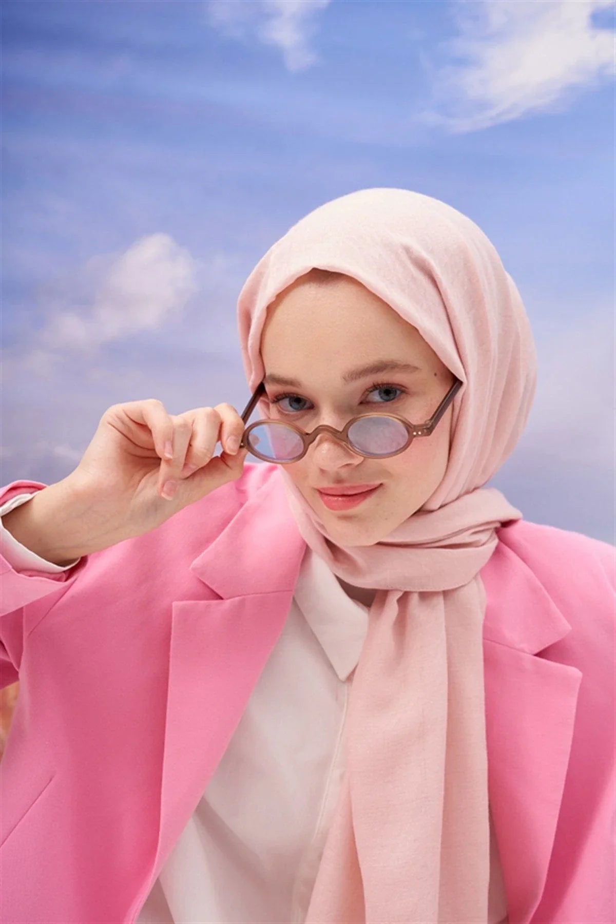 Houndstooth Modal Jacquard Scarf Powder Pink