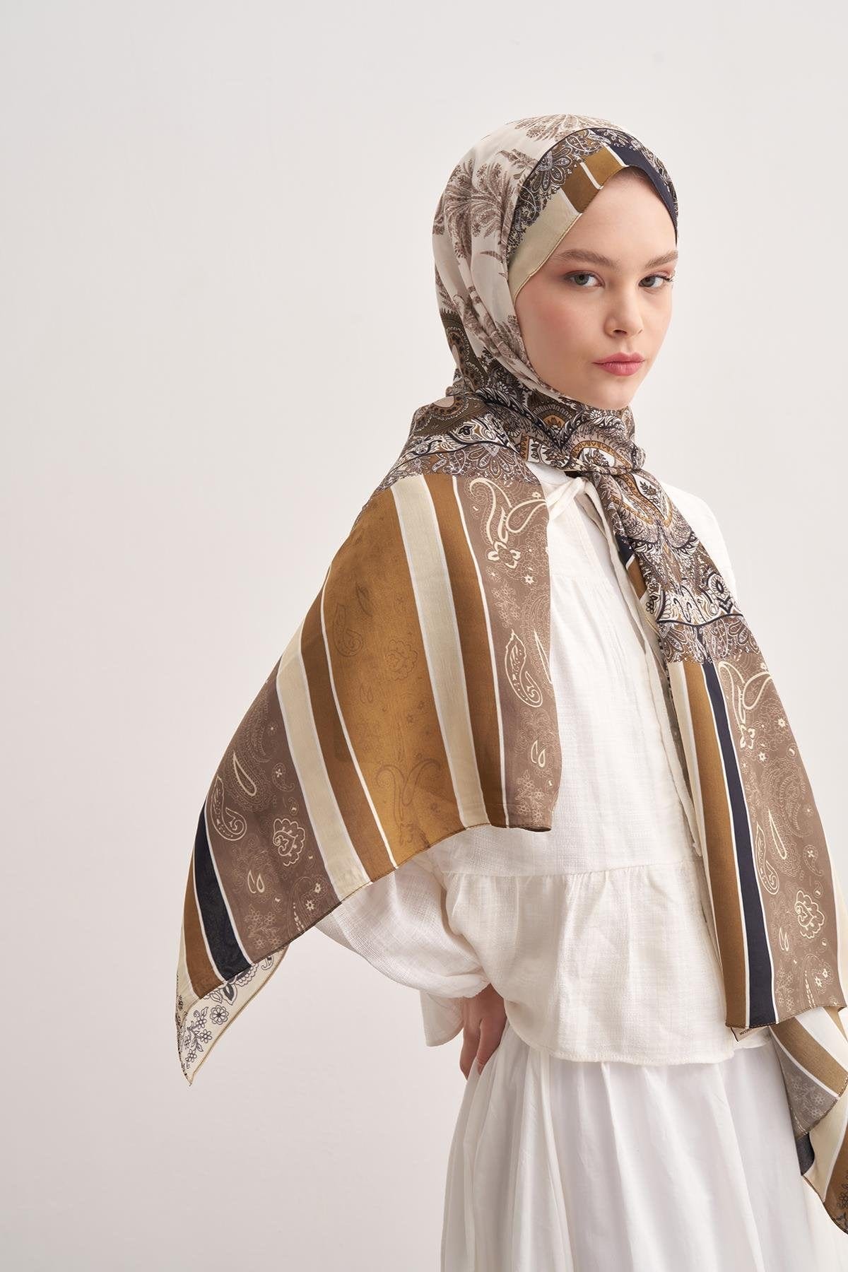Ivory Vela Viscose Scarf Hazel