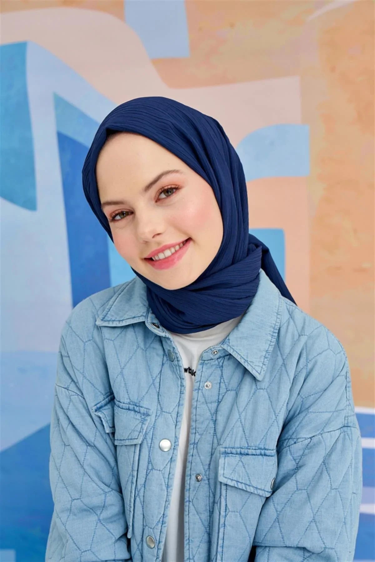 Lien Natural Weave Scarf Deep Blue