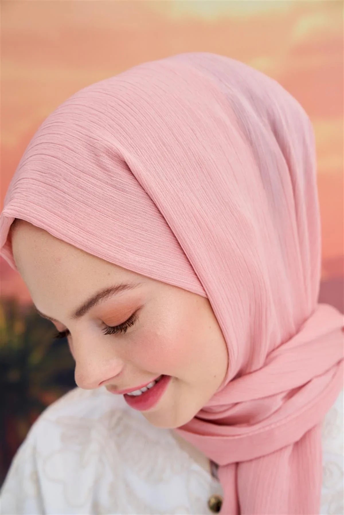 Lien Natural Weave Scarf Powder Pink